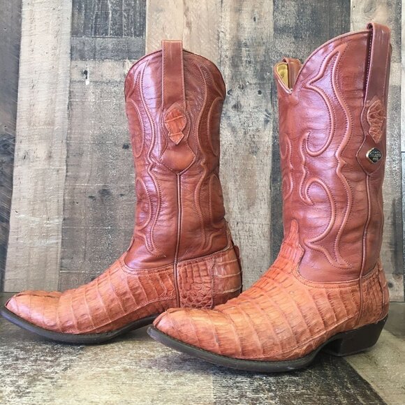Los Altos Vintage Crocodile Western Cowboy Boots Mens 9 M - Picture 6 of 12
